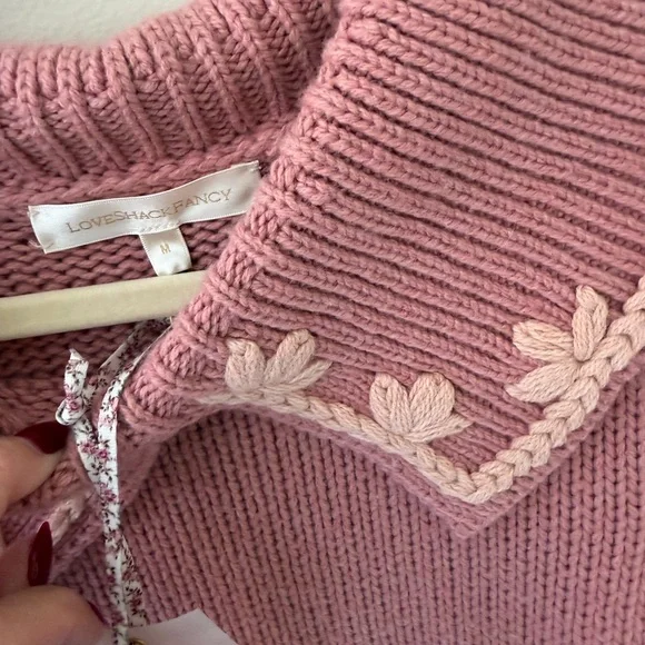 LoveShackFancy Dusty Pink Floral Sweater - Picture 2 of 4